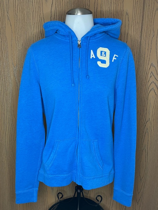 Abercrombie & Fitch Tops - Y2K Abercrombie & Fitch Blue Hooded Zip Hoodie Large collegiate varsity dorm